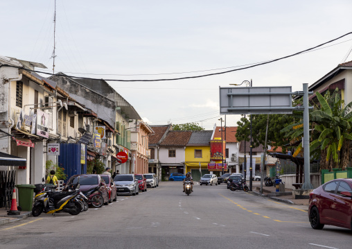 Street with heritage shophouses, Melaka State, Malacca, Malaysia