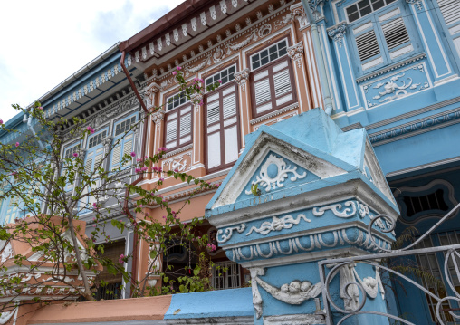 Colorful heritage shophouses along Koon Seng Road, Central Region, Singapore, Singapore