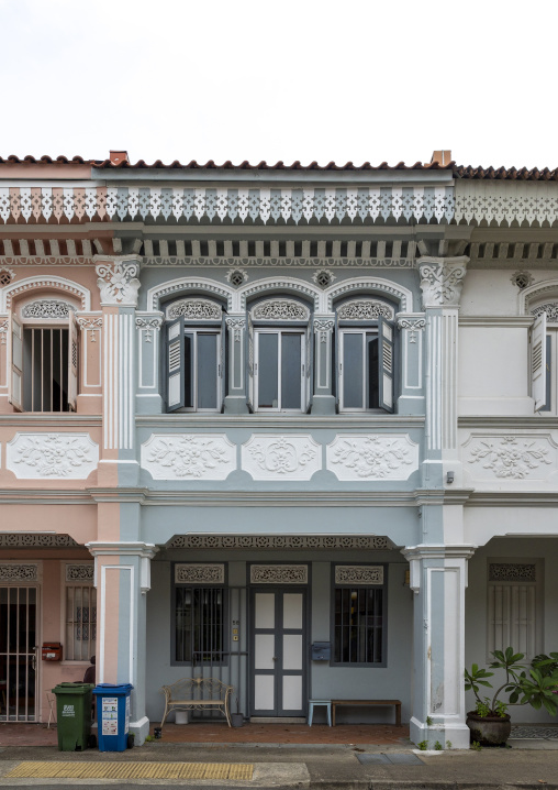 Colorful heritage shophouses, Central Region, Singapore, Singapore