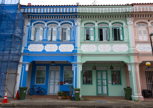 Colorful heritage shophouses, Central Region, Singapore, Singapore