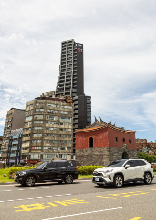 Old city gate and modern buildings, Taipei, Taipei, Taiwan