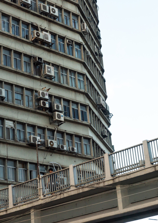 Air conditioners on a building, Zhongzheng District, Taipei, Taiwan