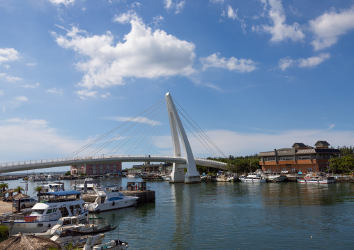 Marina and Lover's bridge of Tamsui Fisherman Wharf, New Taipei, Tamsui, Taiwan