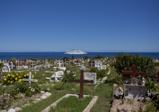 Decorated tombs in cemetery, Easter Island, Hanga Roa, Chile