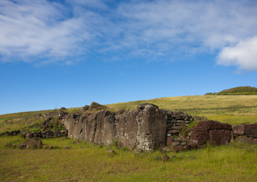 Stone wall in vinapu site, Easter Island, Hanga Roa, Chile