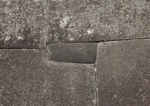 Stone wall detail in vinapu site, Easter Island, Hanga Roa, Chile