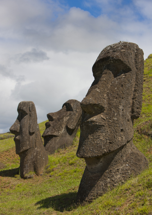 Moais in rano raraku, Easter Island, Hanga Roa, Chile