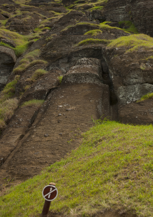 Unfinished moais in rano raraku, Easter Island, Hanga Roa, Chile