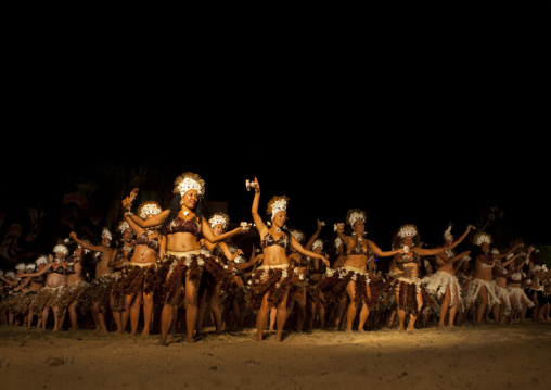 Traditional dances during tapati festival, Easter Island, Hanga Roa, Chile