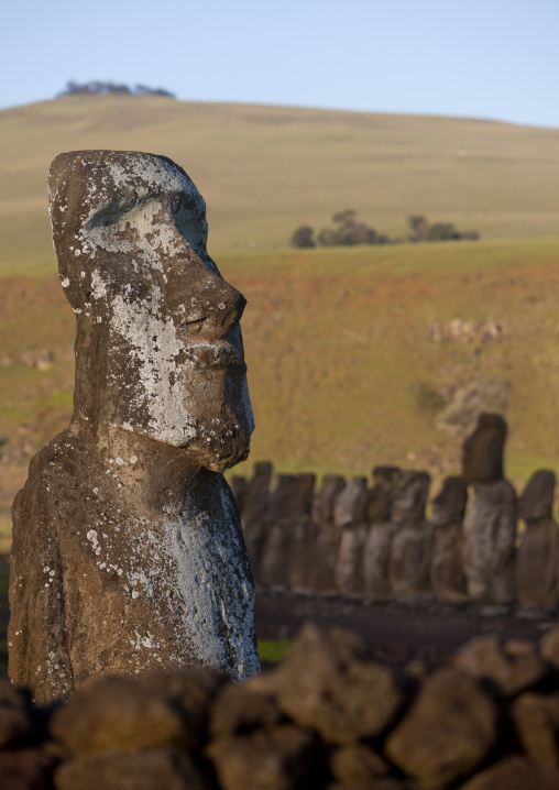 Monolithic moai statues at ahu tongariki, Easter Island, Hanga Roa, Chile