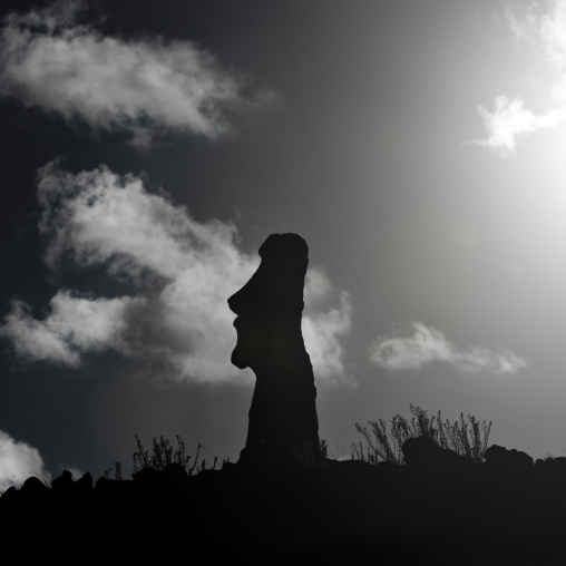 Monolithic moai statue at ahu tongariki, Easter Island, Hanga Roa, Chile