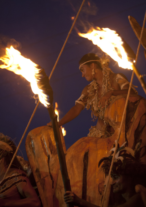 Lili Pate flaot during tapati festival, Easter Island, Hanga Roa, Chile