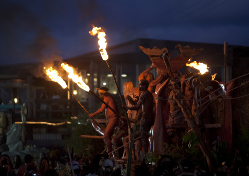 Lili Pate flaot during tapati festival, Easter Island, Hanga Roa, Chile