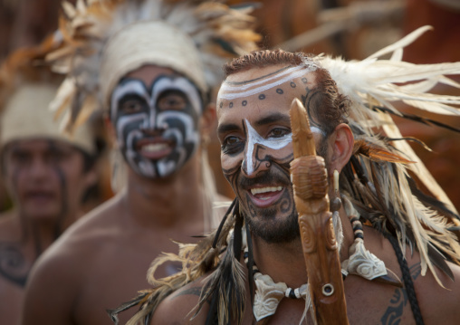 Tribal dances during carnival during Tapati festival, Easter Island, Hanga Roa, Chile