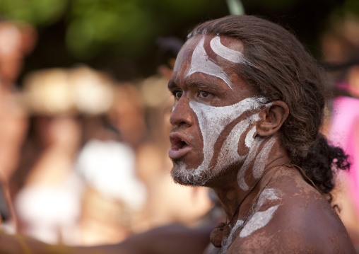 Tribal dances during carnival during Tapati festival, Easter Island, Hanga Roa, Chile