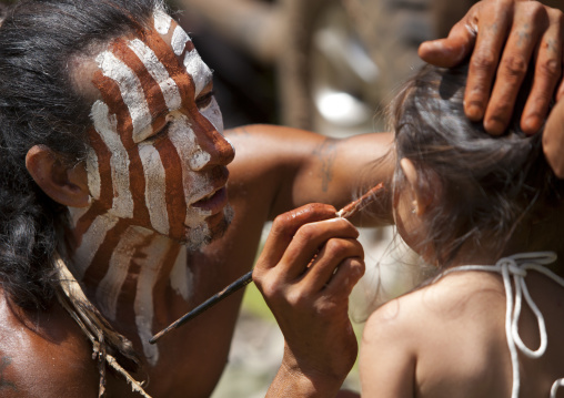 Kiea body painting during tapati festival, Easter Island, Hanga Roa, Chile