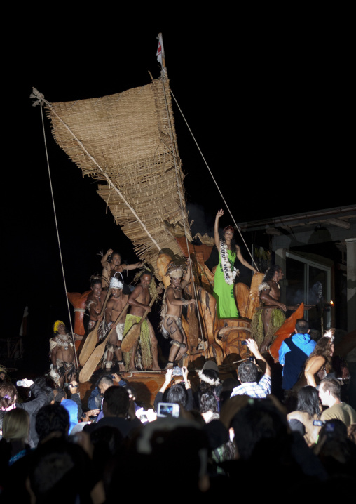 Lili Pate flaot during tapati festival, Easter Island, Hanga Roa, Chile