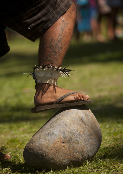 Stone competition at anakena beach during tapati festival, Easter Island, Hanga Roa, Chile