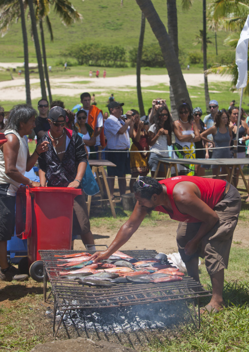 Free food provided during tapati in anakena beach, Easter Island, Hanga Roa, Chile