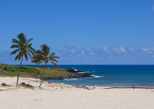 Anakena beach, Easter Island, Hanga Roa, Chile