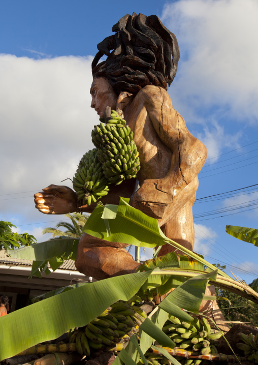 Carnival parade during  in tapati festival, Easter Island, Hanga Roa, Chile