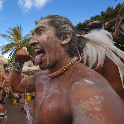 Tribal dances during carnival during Tapati festival, Easter Island, Hanga Roa, Chile