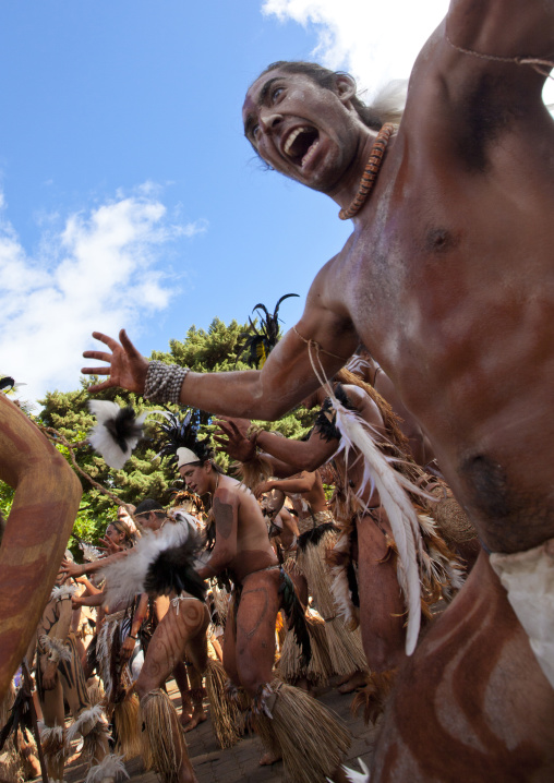 Tribal dances during carnival during Tapati festival, Easter Island, Hanga Roa, Chile