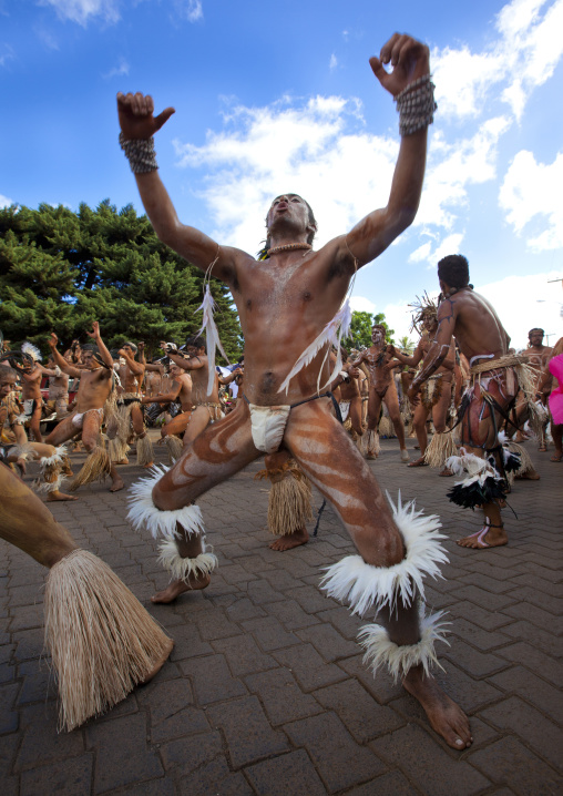 Tribal dances during carnival during Tapati festival, Easter Island, Hanga Roa, Chile