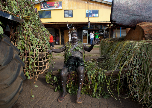 Woman during carnival parade, Easter Island, Hanga Roa, Chile