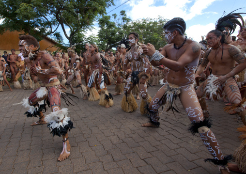 Tribal dances during carnival during Tapati festival, Easter Island, Hanga Roa, Chile