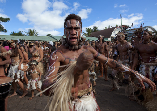 Tribal dances during carnival during Tapati festival, Easter Island, Hanga Roa, Chile