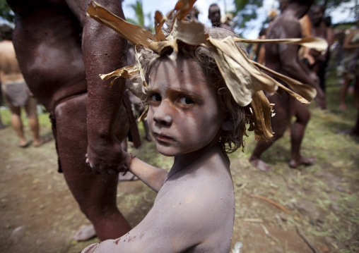 Kid during tapati festival, Easter Island, Hanga Roa, Chile