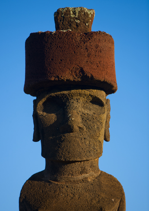 Moai in ahu nau nau at anakena beach, Easter Island, Hanga Roa, Chile