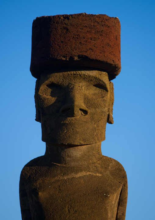 Moai in ahu nau nau at anakena beach, Easter Island, Hanga Roa, Chile