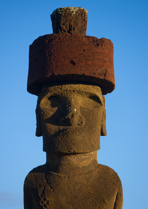 Moai in ahu nau nau at anakena beach, Easter Island, Hanga Roa, Chile