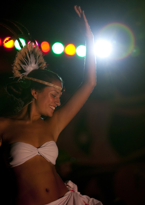 Traditional dances during tapati festival, Easter Island, Hanga Roa, Chile