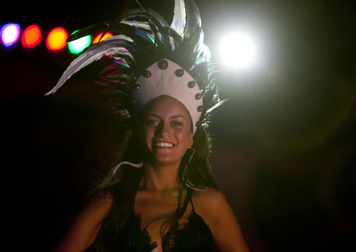 Traditional dances during tapati festival, Easter Island, Hanga Roa, Chile