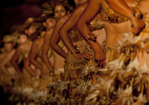 Traditional dances during tapati festival, Easter Island, Hanga Roa, Chile