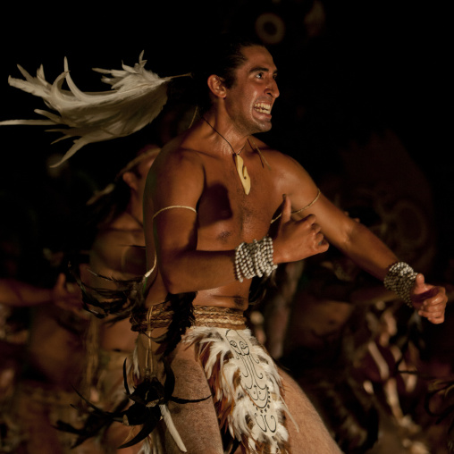 Traditional dances during tapati festival, Easter Island, Hanga Roa, Chile