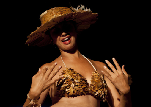 Dances during tapati festival, Easter Island, Hanga Roa, Chile