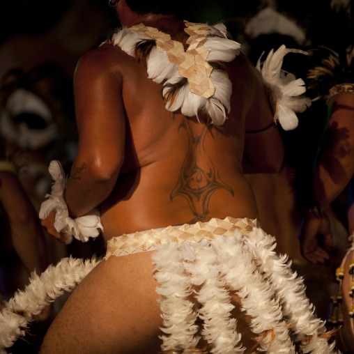 Traditional dances during tapati festival, Easter Island, Hanga Roa, Chile