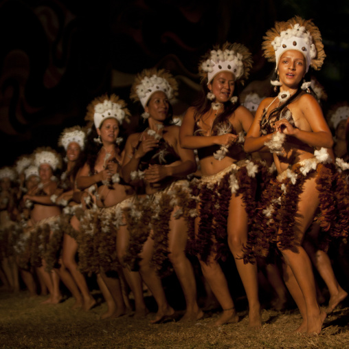 Traditional dances during tapati festival, Easter Island, Hanga Roa, Chile