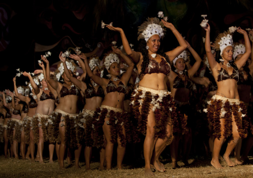 Traditional dances during tapati festival, Easter Island, Hanga Roa, Chile