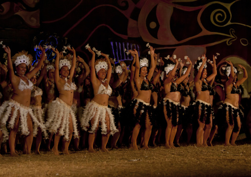 Traditional dances during tapati festival, Easter Island, Hanga Roa, Chile