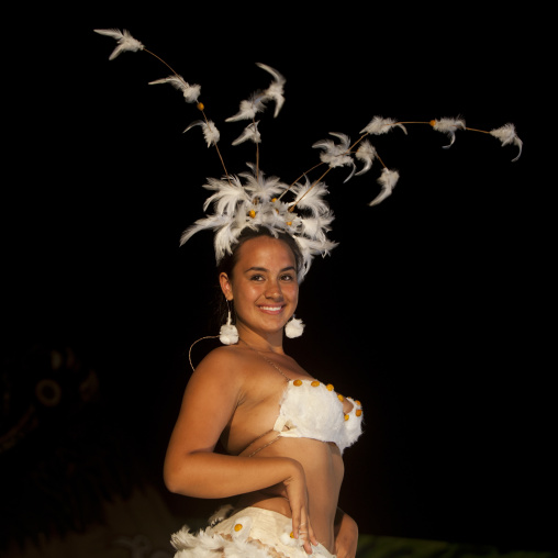 Celine during tapati festival, Easter Island, Hanga Roa, Chile