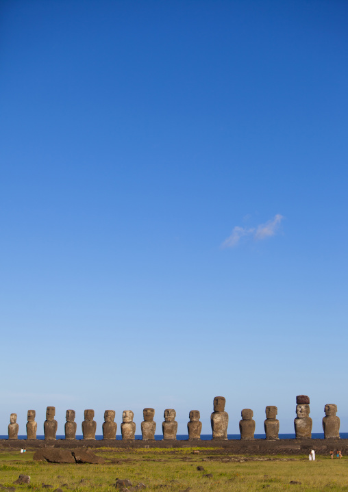 Monolithic moai statues at ahu tongariki, Easter Island, Hanga Roa, Chile