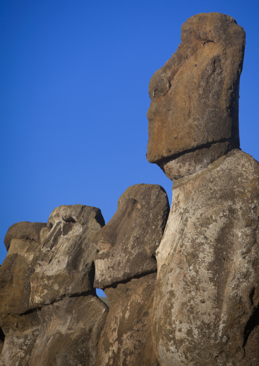 Monolithic moai statues at ahu tongariki, Easter Island, Hanga Roa, Chile