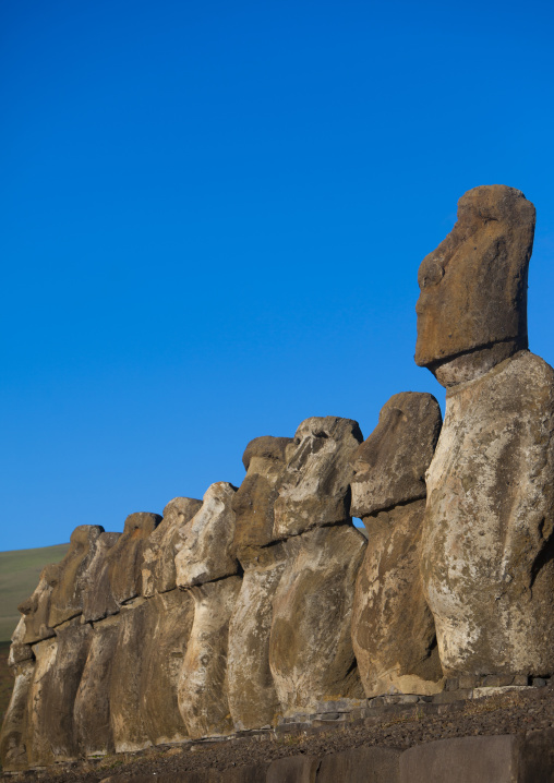 Monolithic moai statues at ahu tongariki, Easter Island, Hanga Roa, Chile