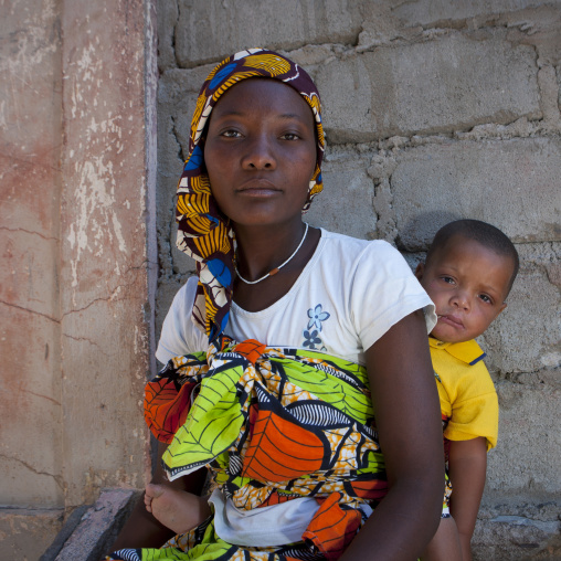 Woman From The Mucaloca Tribe With Her Baby, Iona Village, Angola