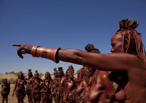 Muhimba Woman Pointing Her Finger, Village Of Elola, Angola